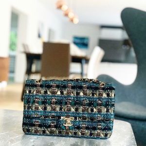 CHANEL tweed mini flap bag
